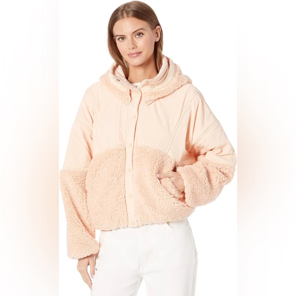 Free People Movement Adventure Sherpa Fleece Jacket XS Peach Champagne
